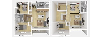 3 Bedroom 3 Bathroom Penthouse Floor Plan A, B [1,904 - 1,905 SqFt]